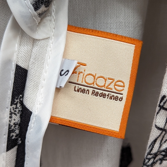 Fridaze 100% Linen Redefined Button Up Shirt Novelty Print Sz S - Picture 8 of 9